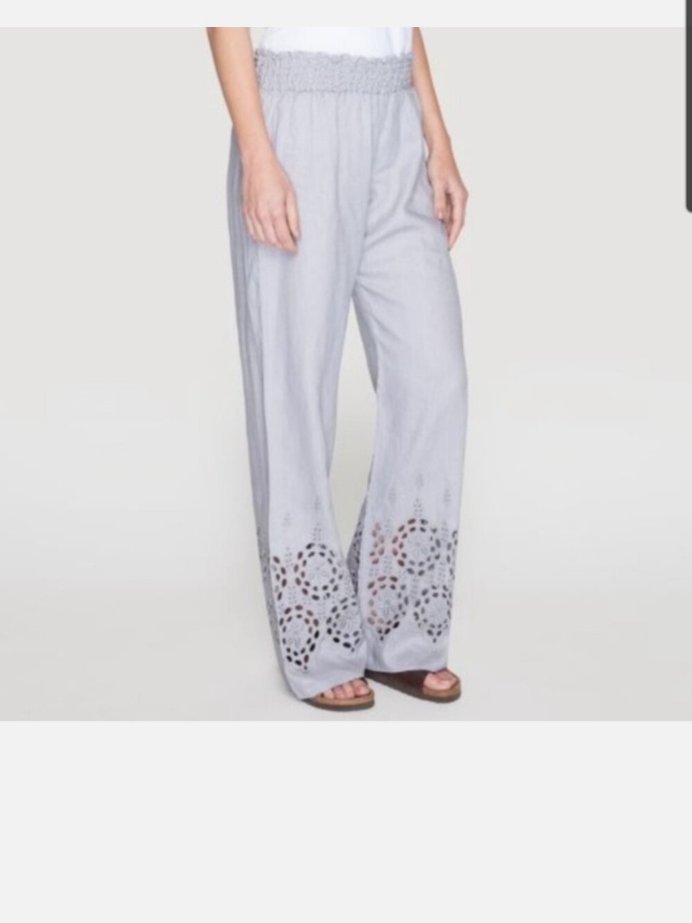 Johnny Was Rosie Eyelet Linen Pants, M, EUC